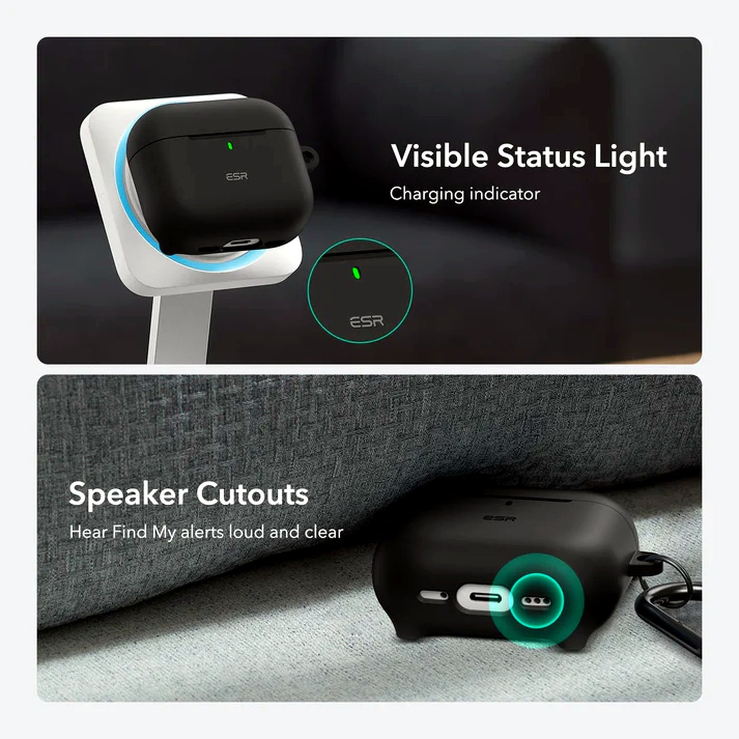 ESR Protective AirPods 4th Gen Case Cover Skin for Wireless Charging Black 4 NEW