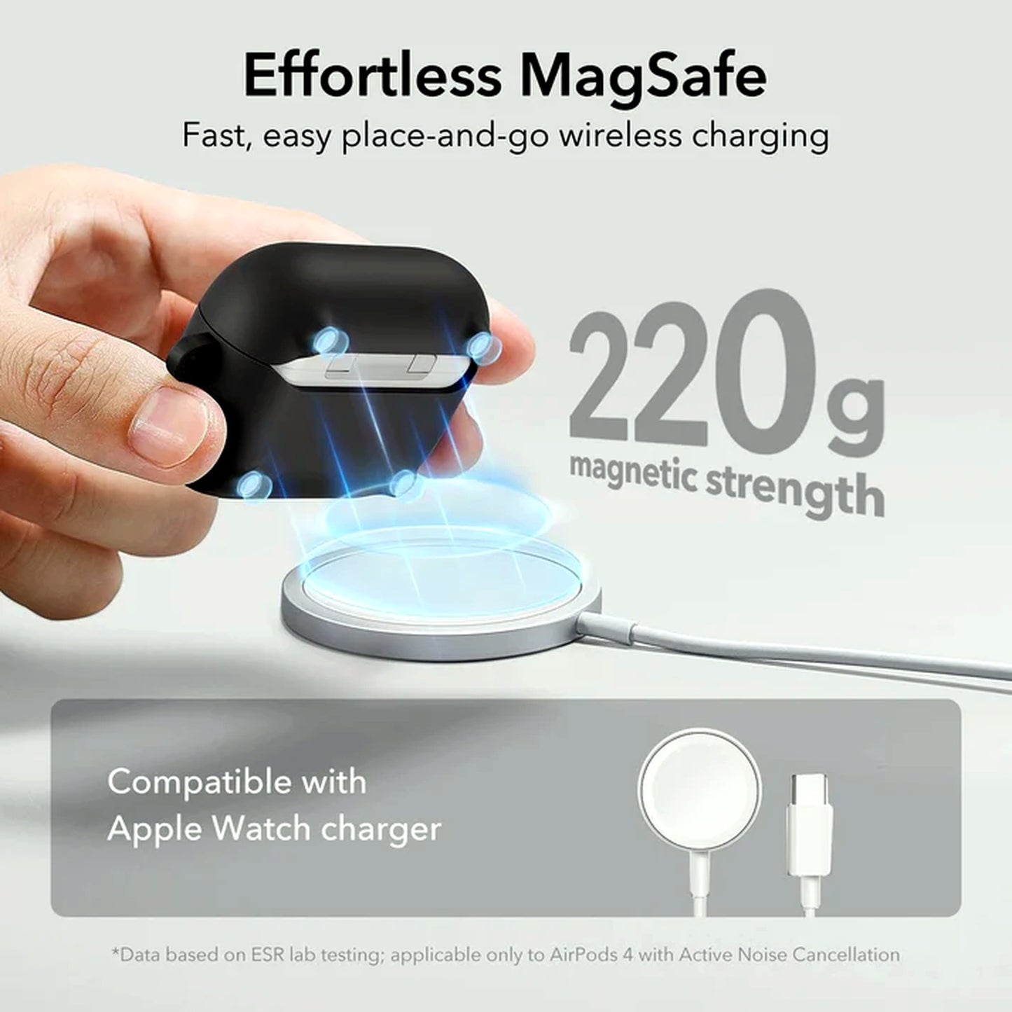 ESR Protective AirPods 4th Gen Case Cover Skin for Wireless Charging Black 4 NEW