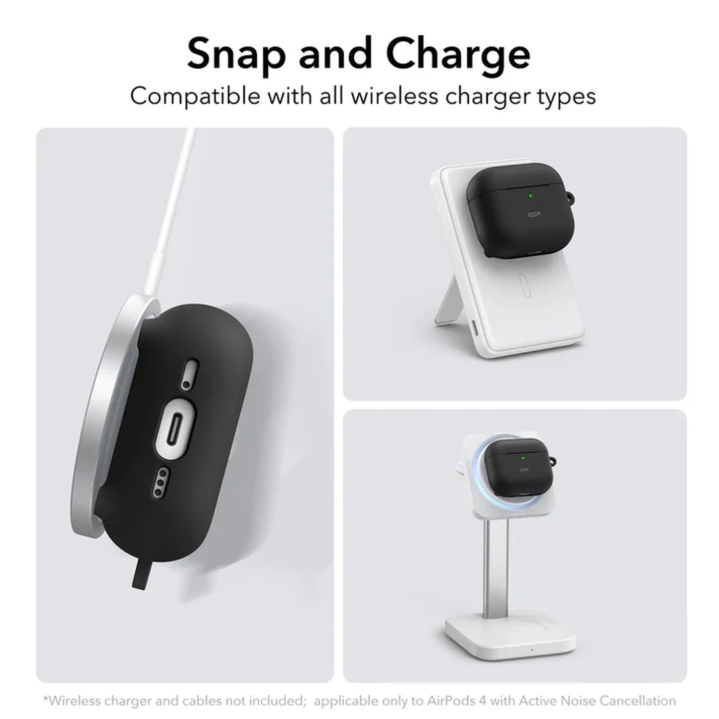 ESR Protective AirPods 4th Gen Case Cover Skin for Wireless Charging Black 4 NEW