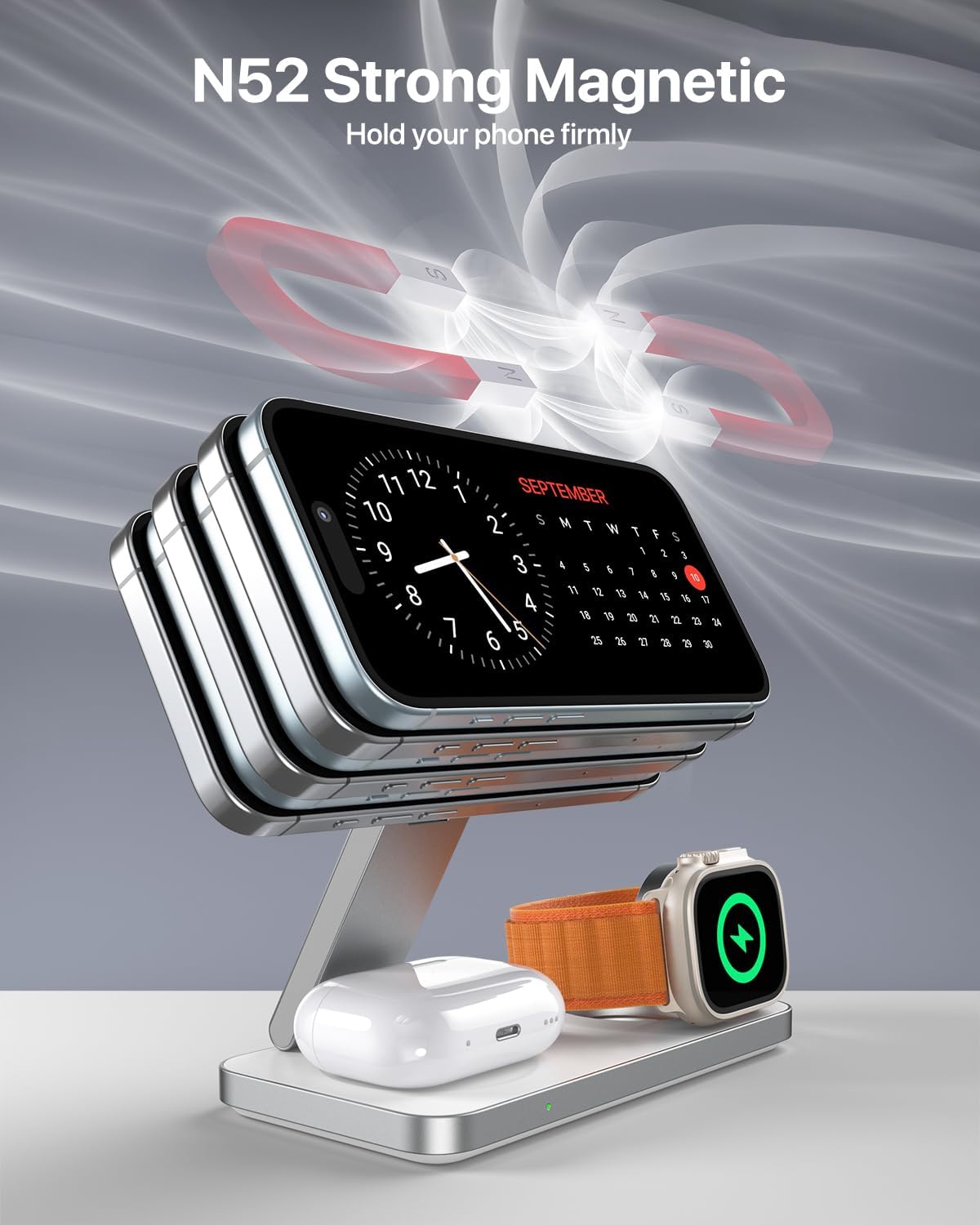 EXW 3-in-1 Wireless Charging Station 20W Mag-Safe Charger Stand for iPhone NEW