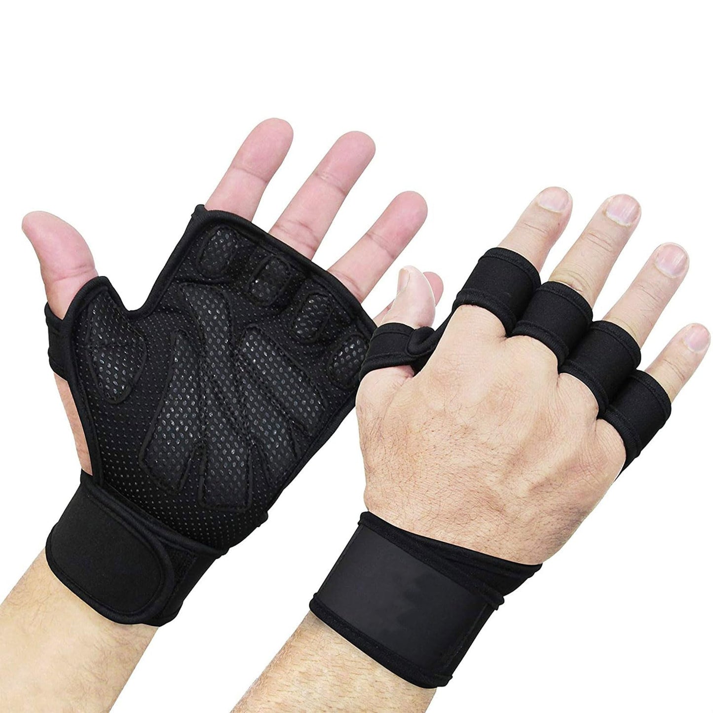 Ventilated Weight Lifting Gloves with Built-in Wrist Wraps Black Size Small NEW