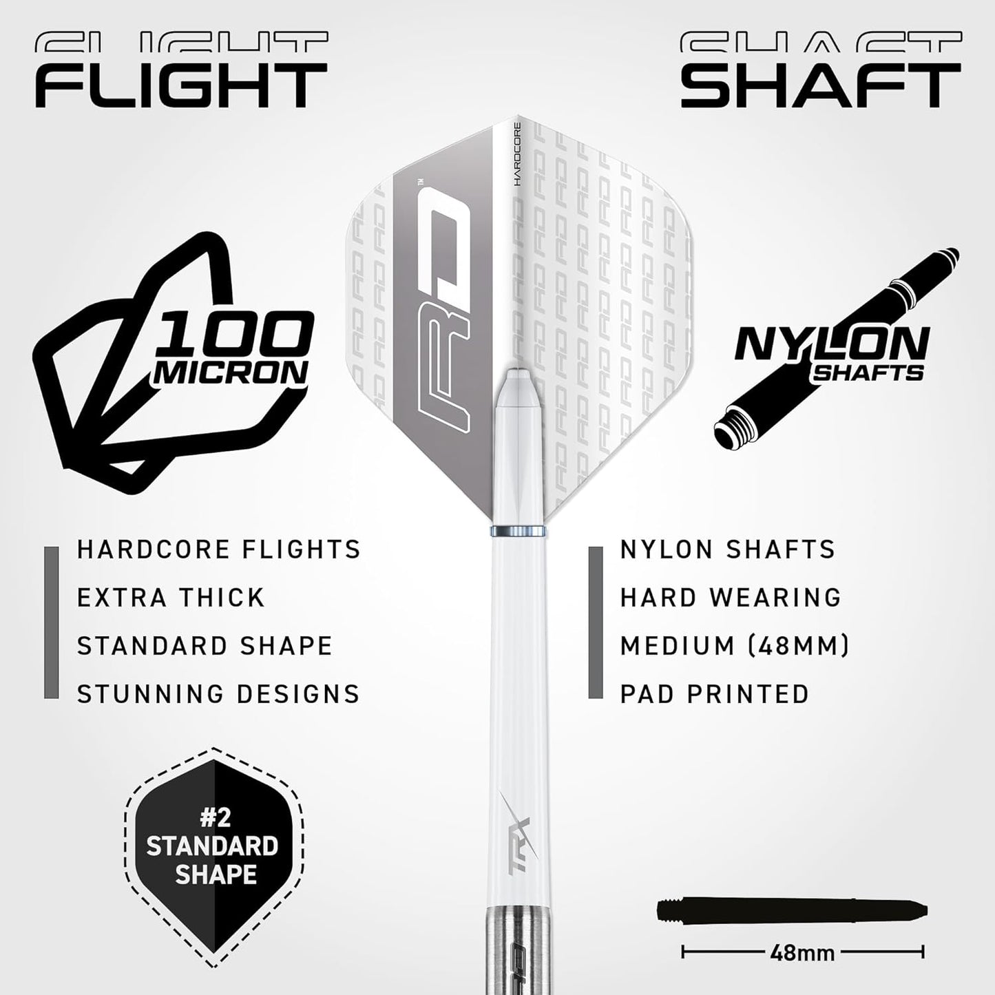 RED DRAGON Tungsten Darts Set with Flights and Shafts Grey & White Size 22g NEW