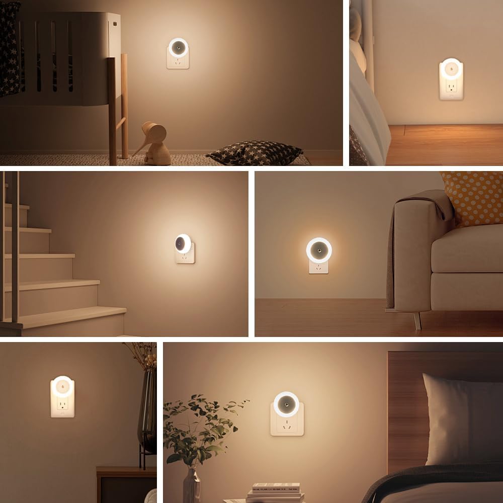 Plug-in Night Lights with Dusk to Dawn Sensor, Warm White 4 Pack NEW