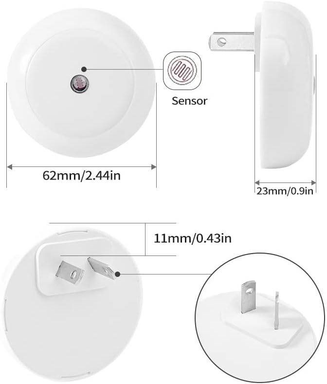 Plug-in Night Lights with Dusk to Dawn Sensor, Warm White 4 Pack NEW