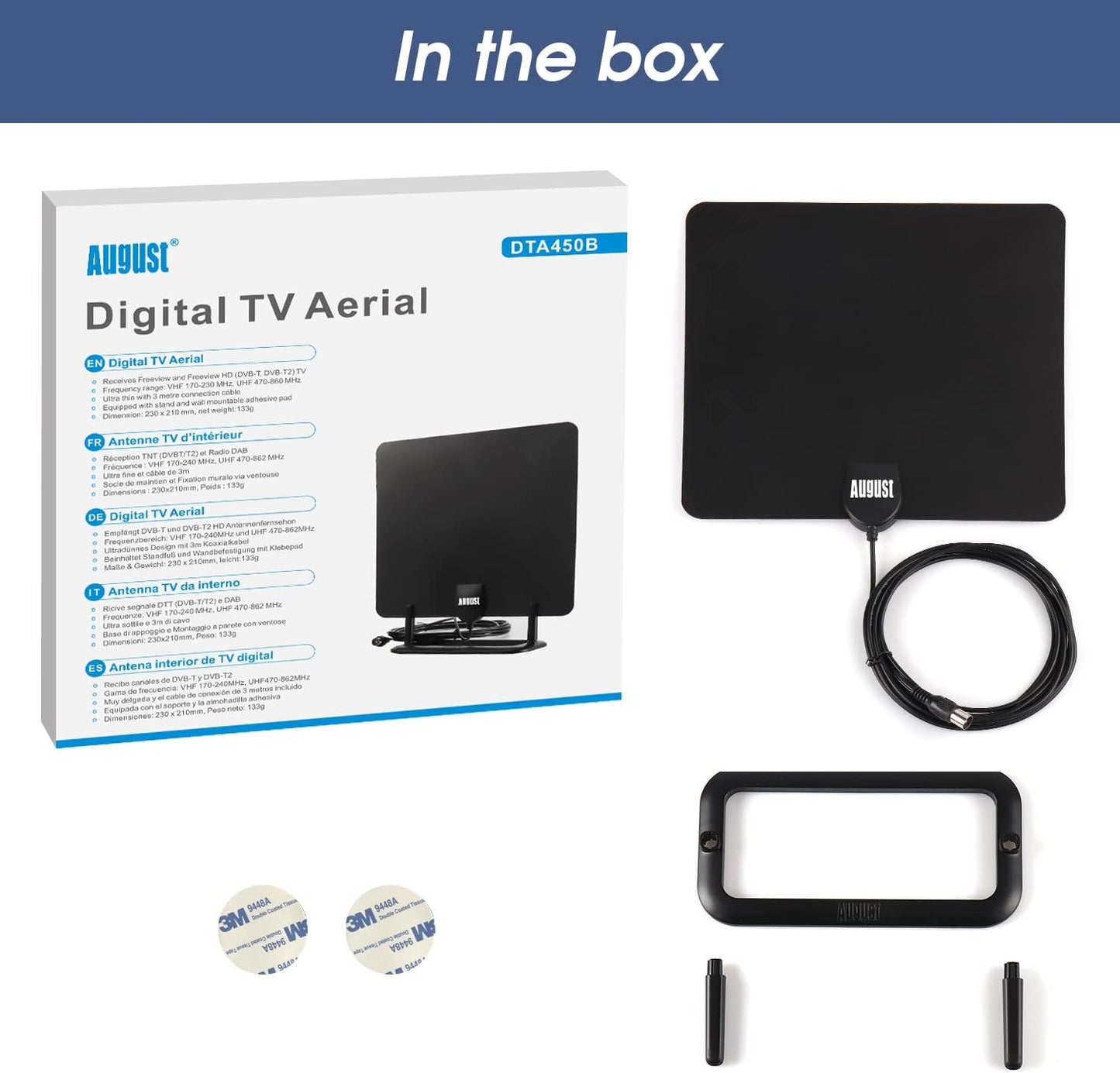 August Indoor Aerial for Freeview TV Digital Portable Television Antenna NEW