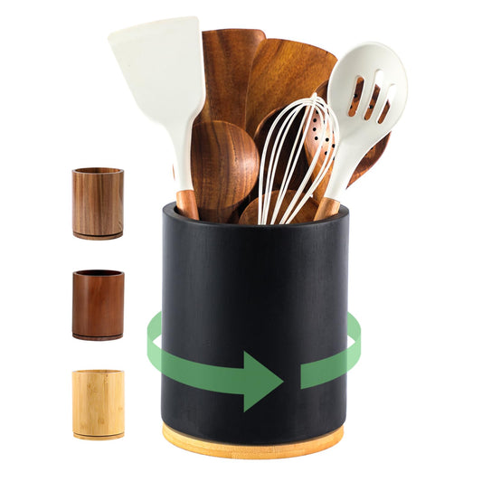 gorsent 360° Rotating Utensil Holder for Kitchen Countertop Black Size NEW