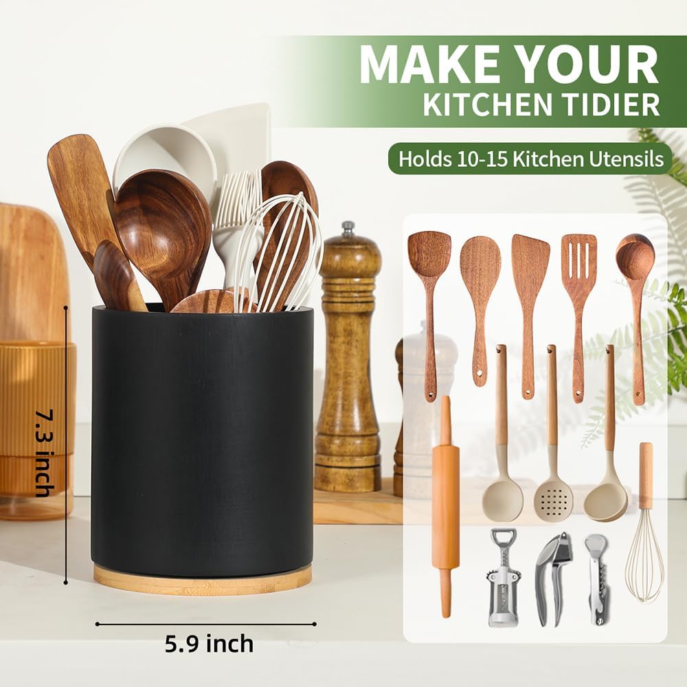 gorsent 360° Rotating Utensil Holder for Kitchen Countertop Black Size NEW