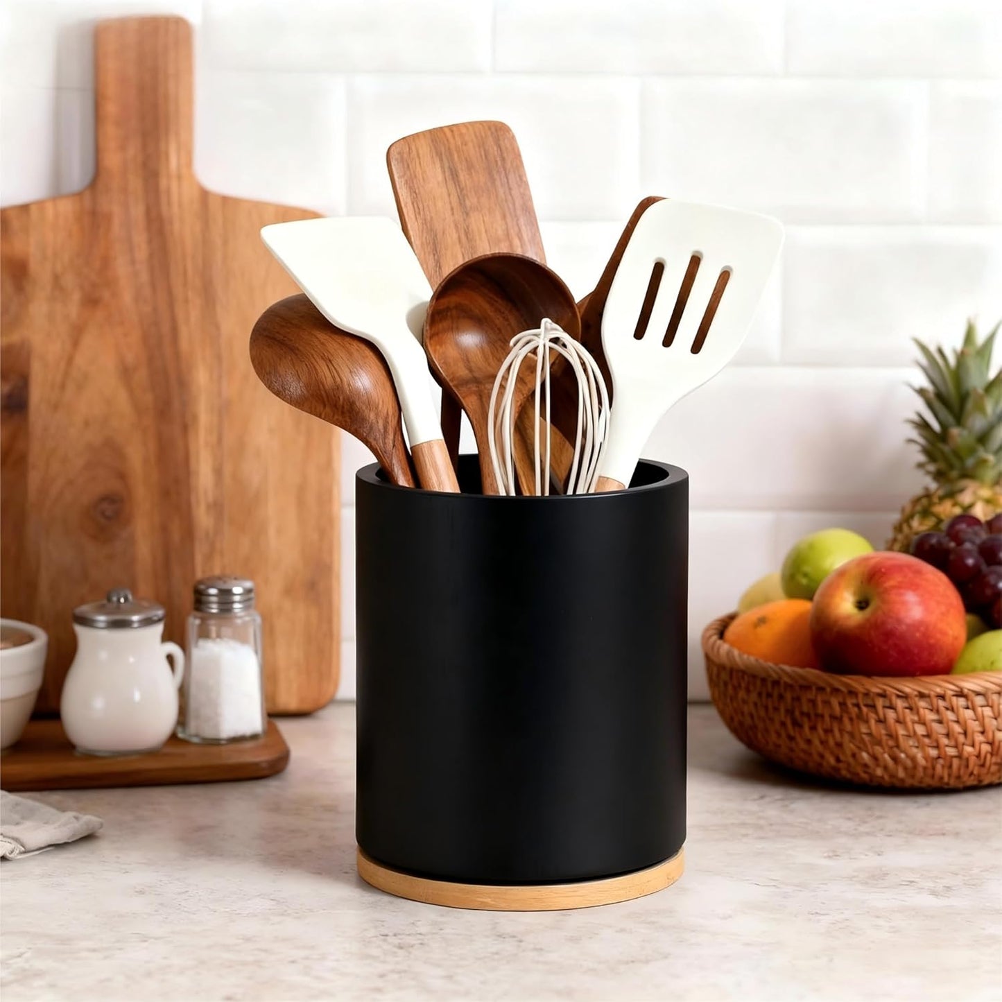 gorsent 360° Rotating Utensil Holder for Kitchen Countertop Black Size NEW
