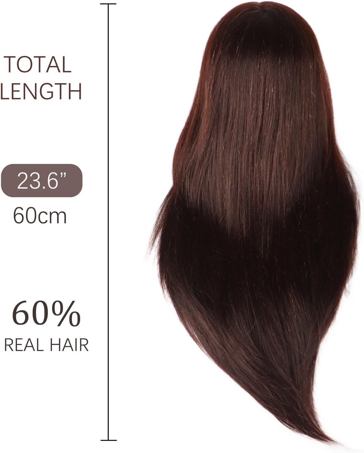 DaizySight 23" Dark Brown Cosmetology Salon & Spa Training Hair Styling Head NEW