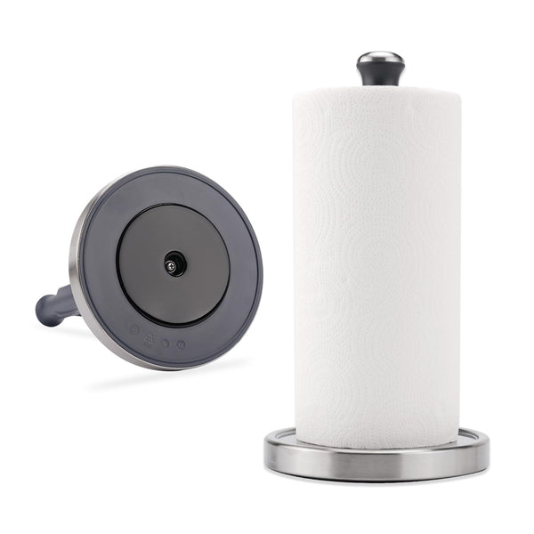 KITCHENDAO Paper Towel Holder Countertop One-Handed Tear Weighted Base Grey NEW