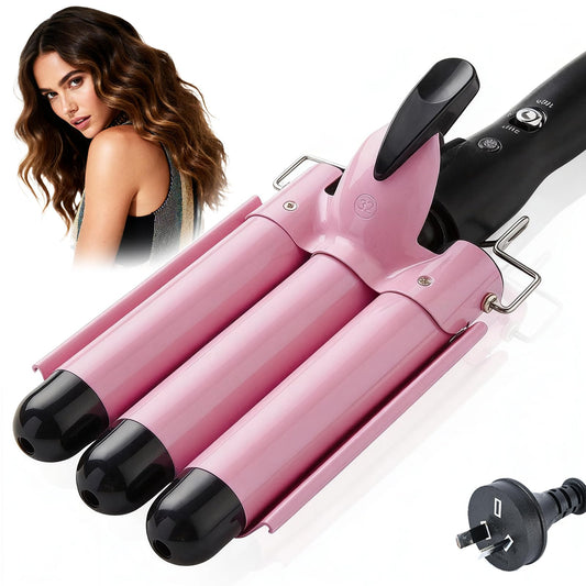 Junma 32mm Ceramic Curling Tongs with Heat Protection for Beach Waves in NEW