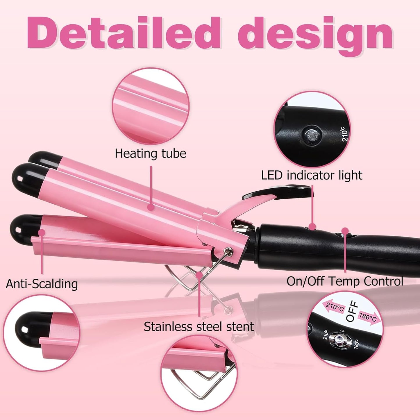 Junma 32mm Ceramic Curling Tongs with Heat Protection for Beach Waves in NEW