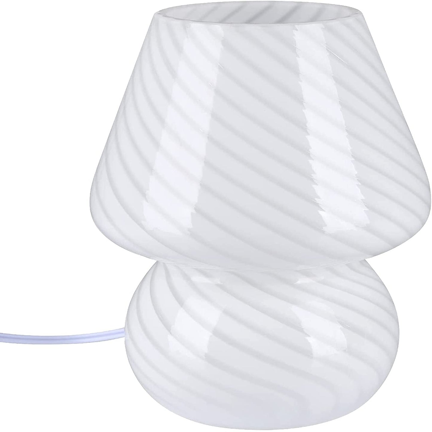 GQJC Glass Mushroom Table Lamp Aesthetic Bedside Decor Home Accent White NEW