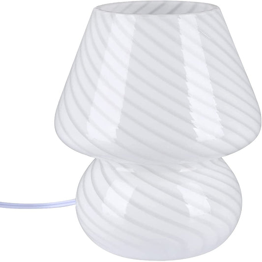 GQJC Glass Mushroom Table Lamp Aesthetic Bedside Decor Home Accent White NEW