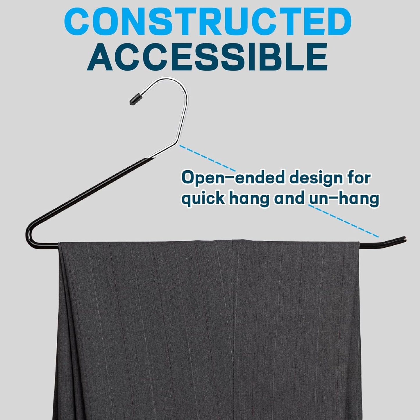Amber Home 15" Metal Pants Hangers 20 Pack Non-Slip Open Ended Size 38 cm  NEW
