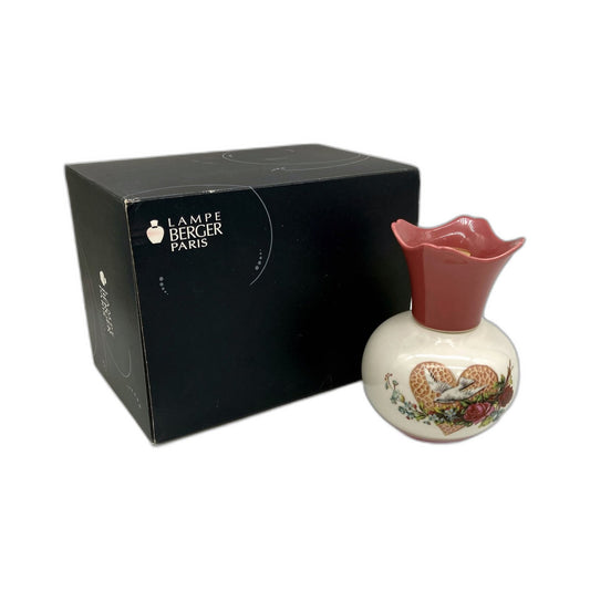 2013 Lampe Berger Paris Decorative Ceramic Floral Oil Lamp White, Pink