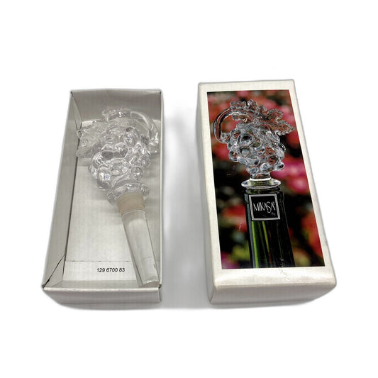 VINTAGE Mikasa Glass Bottle Stopper with Grape Cluster Design in Original Box