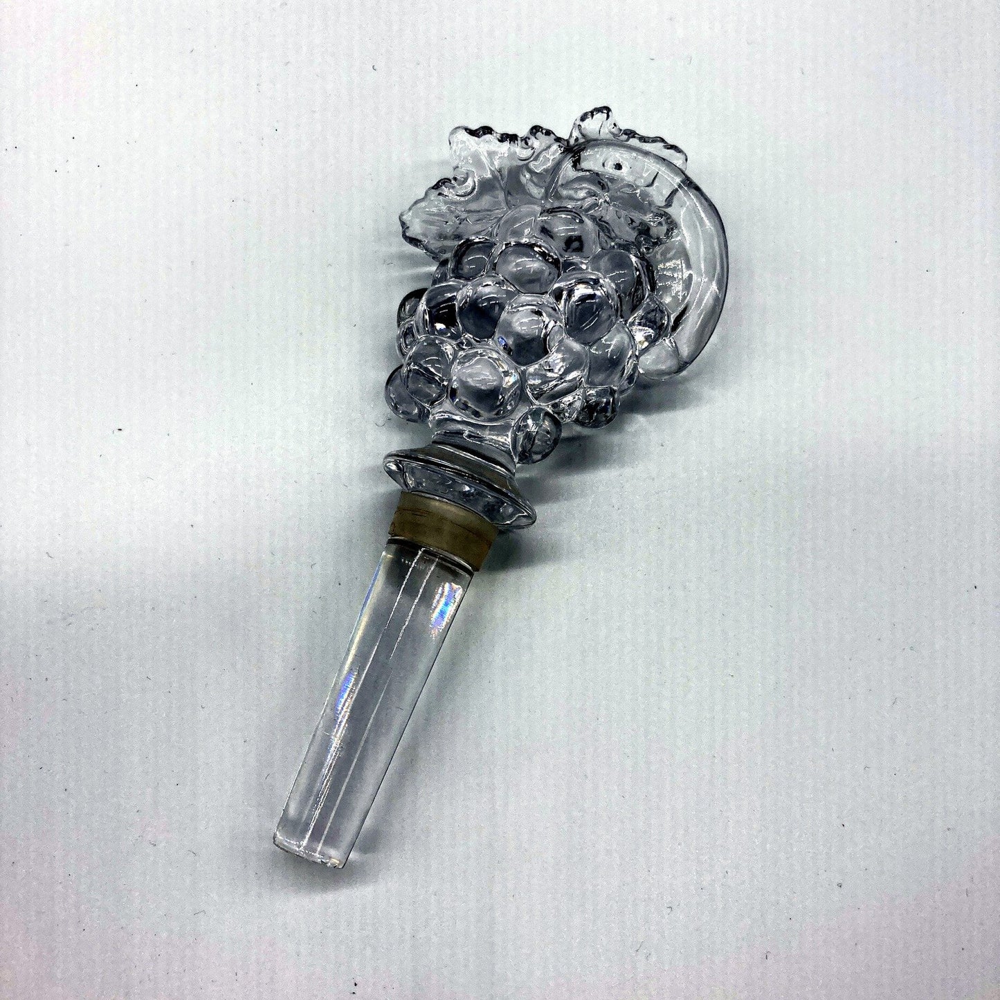VINTAGE Mikasa Glass Bottle Stopper with Grape Cluster Design in Original Box