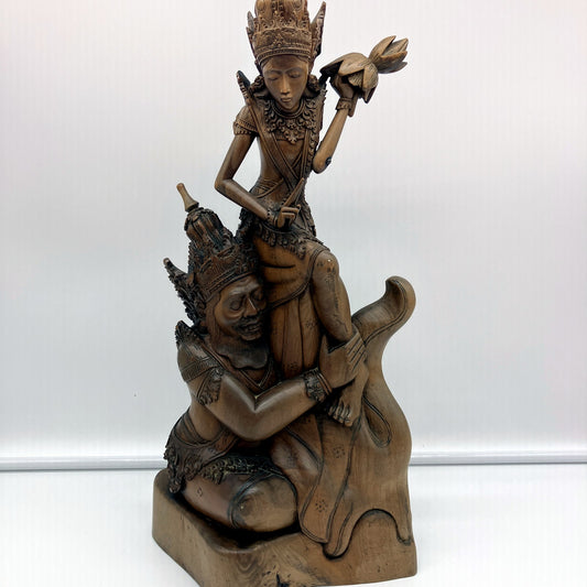 Handcrafted Carved Wooden Figurine Decor for Home, Brown Sculpture