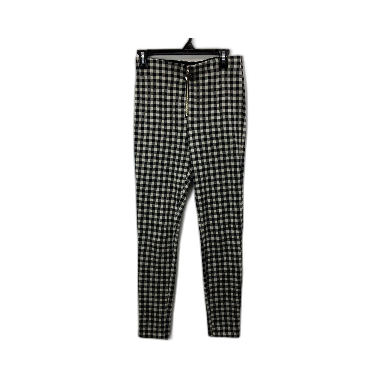 Zara Womens Gingham Checkered Black and White Pants - Medium Size