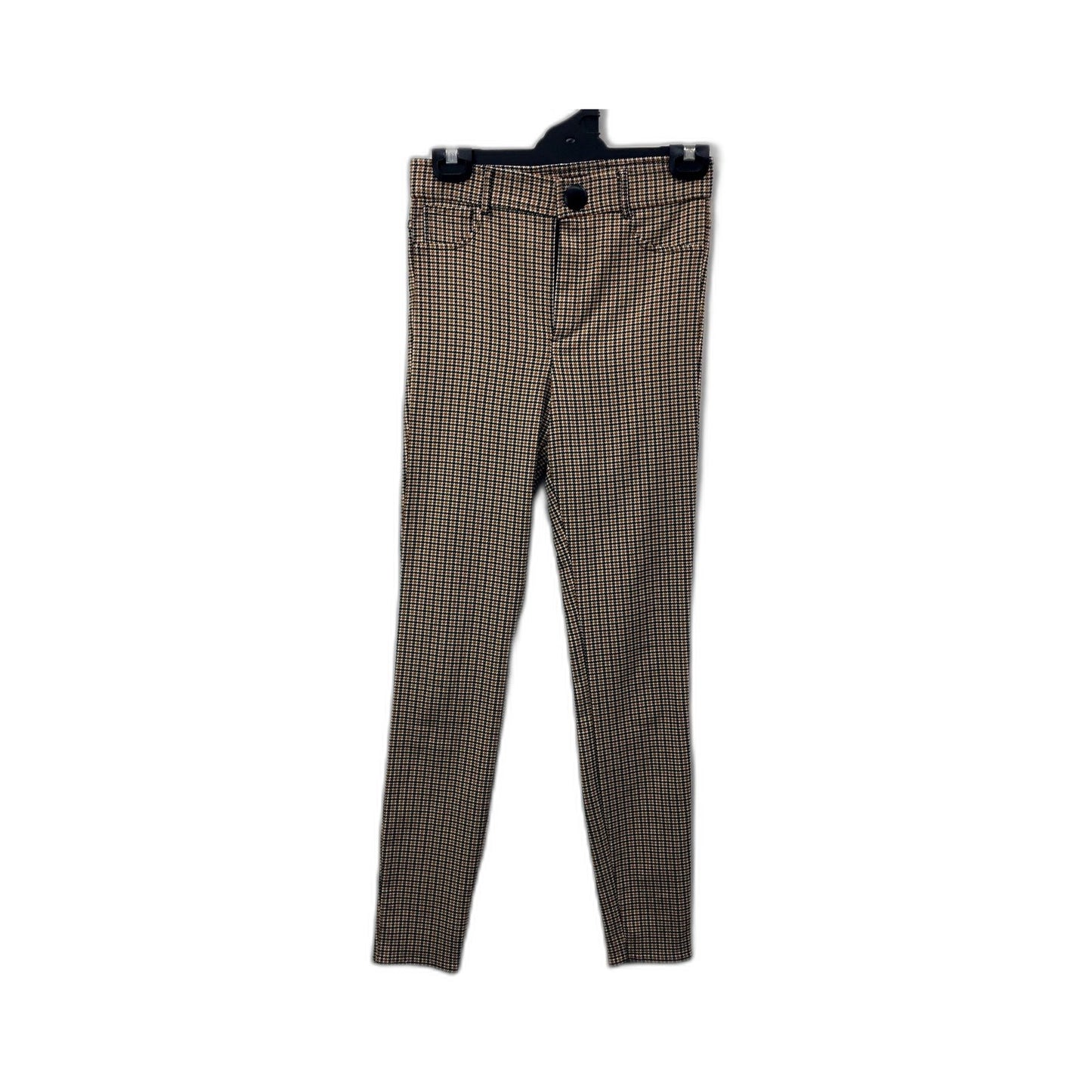 Zara Womens Houndstooth Pants in Black and Tan, Comfortable Fit Size S NEW