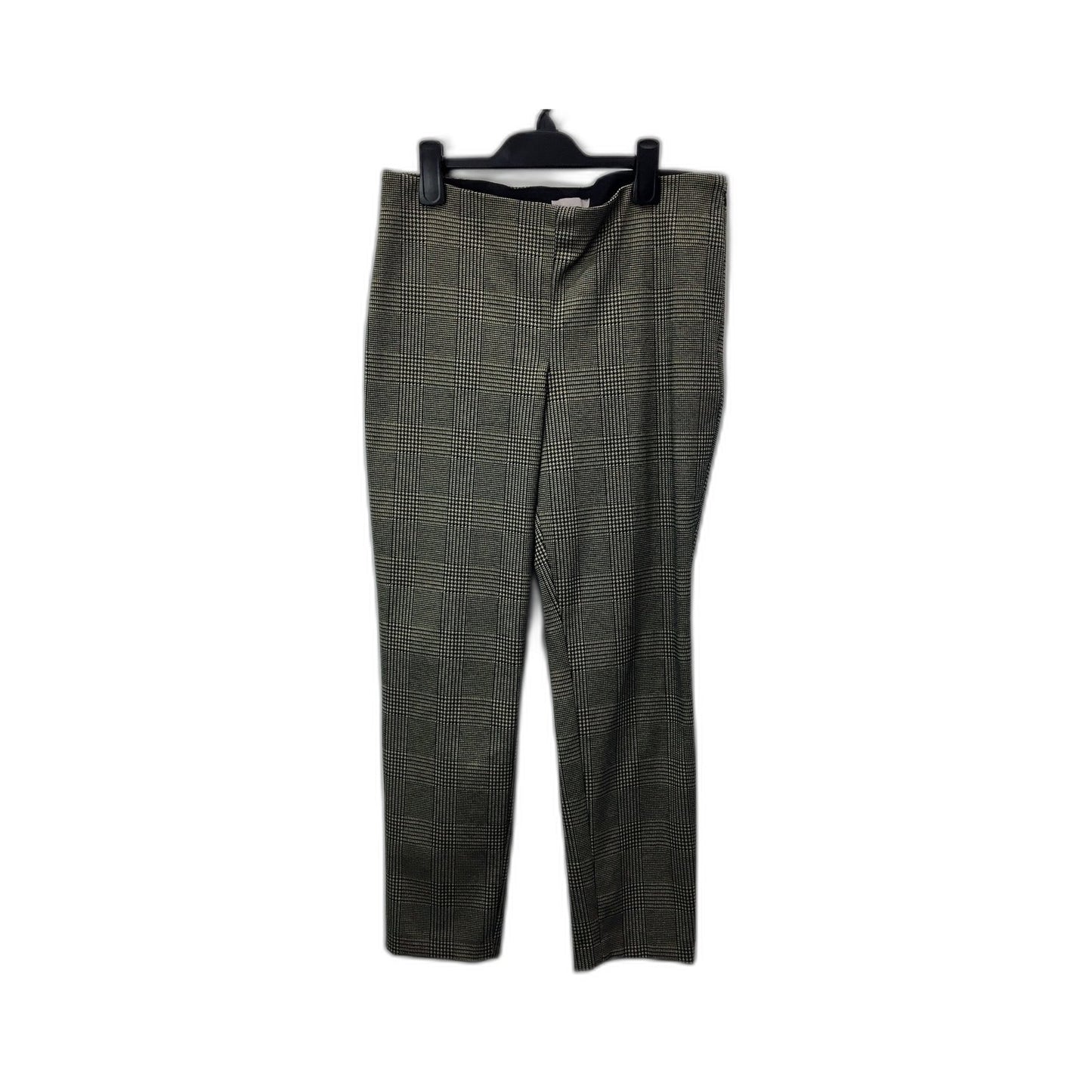 H&M Womens Plaid Trousers Plaid Houndstooth Trousers in Black and Beige, Size 8