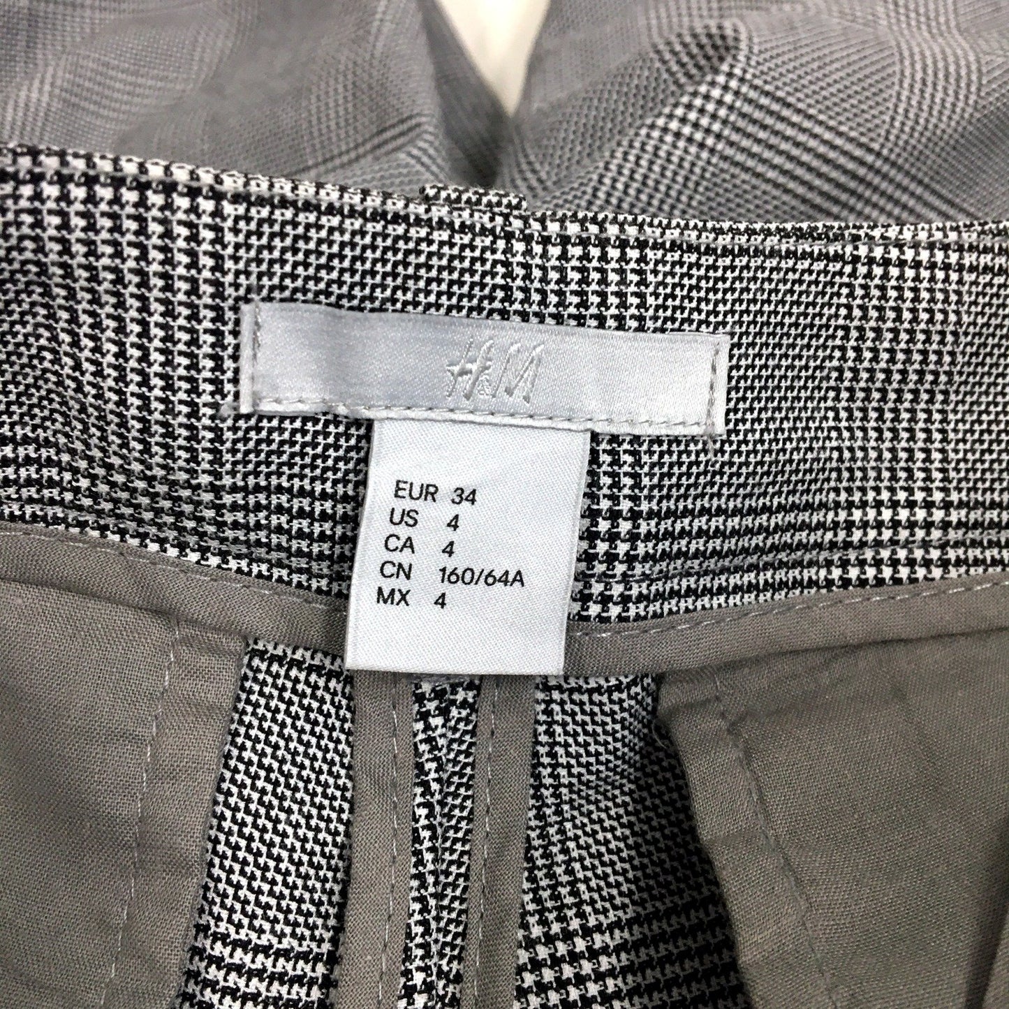 H&M Womens Gray Plaid Dress Pants Formal Trousers Office Wear Size 4 NEW