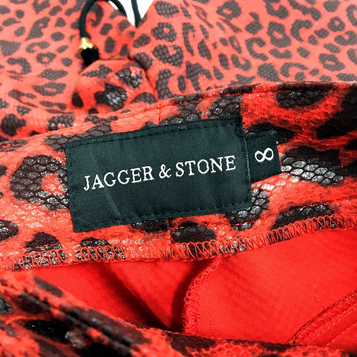 Jagger & Stone Womens Leopard Print Pants Drawstring Waist Comfortable Size 8