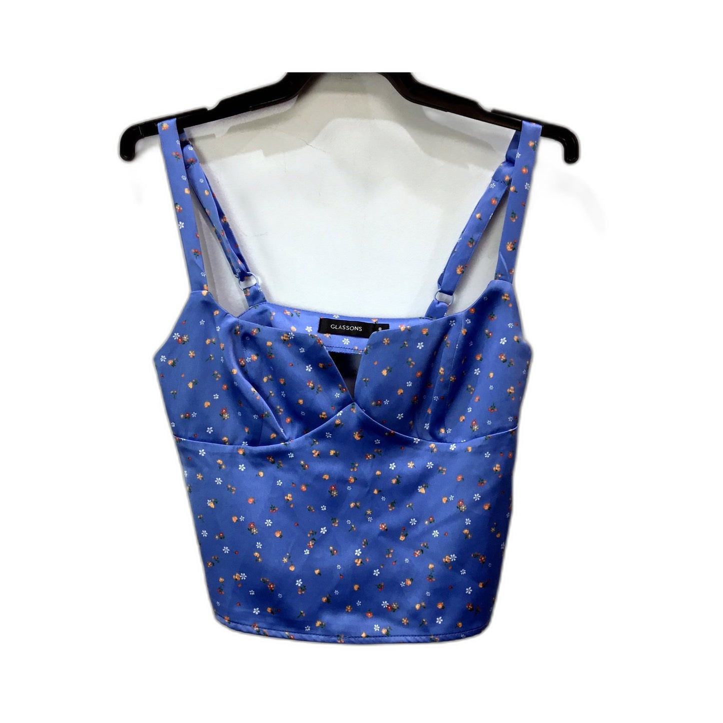 Glassons Womens Tank Top Cropped Cropped Blue Tank Top, Size 8 - Stylish Casual