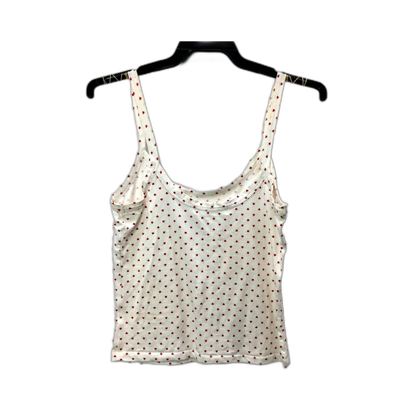 Energie Womens Tank Top White with Red Hearts Sleeveless Cotton Size S