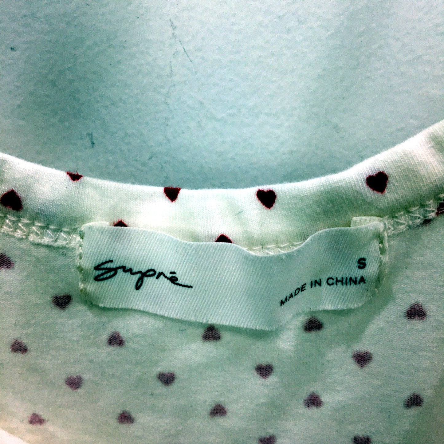Energie Womens Tank Top White with Red Hearts Sleeveless Cotton Size S