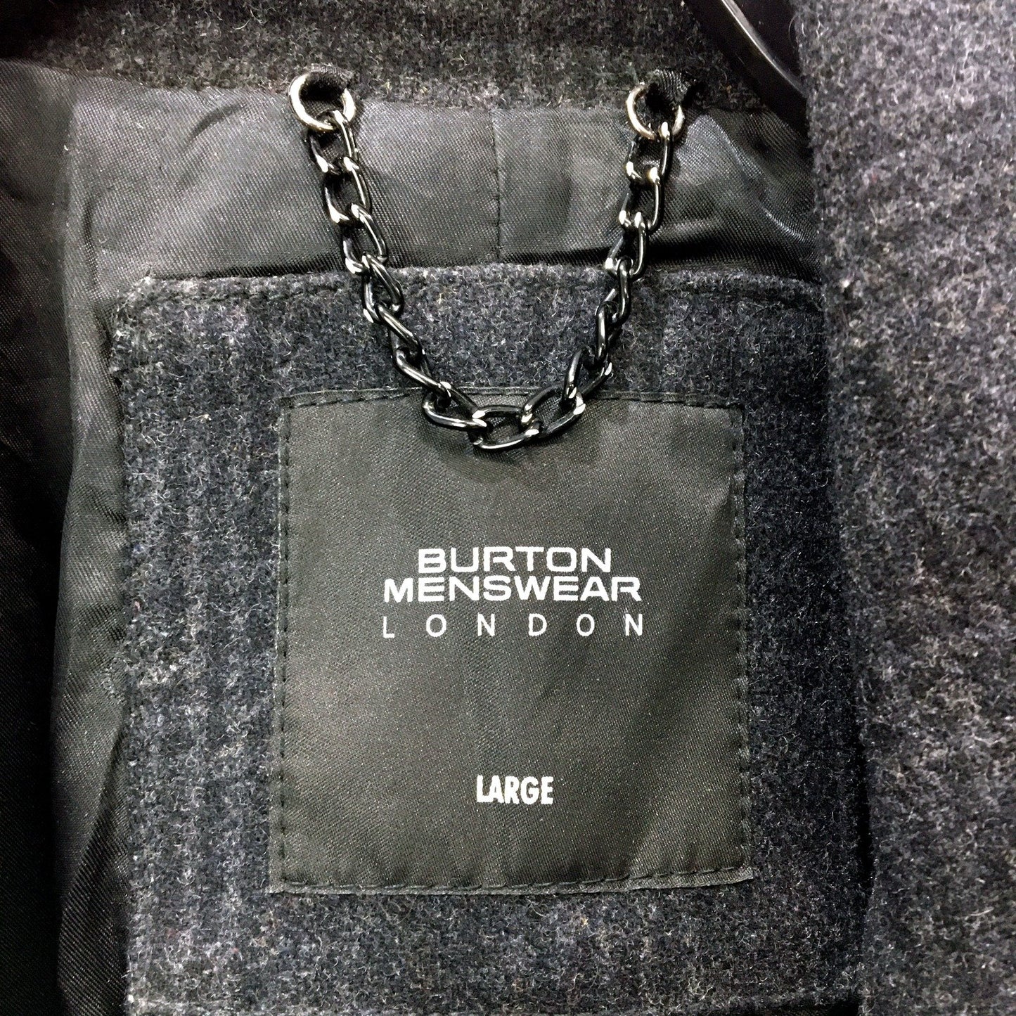 Burton Mens Wool Coat - Black Warm Winter Jacket for Large Size