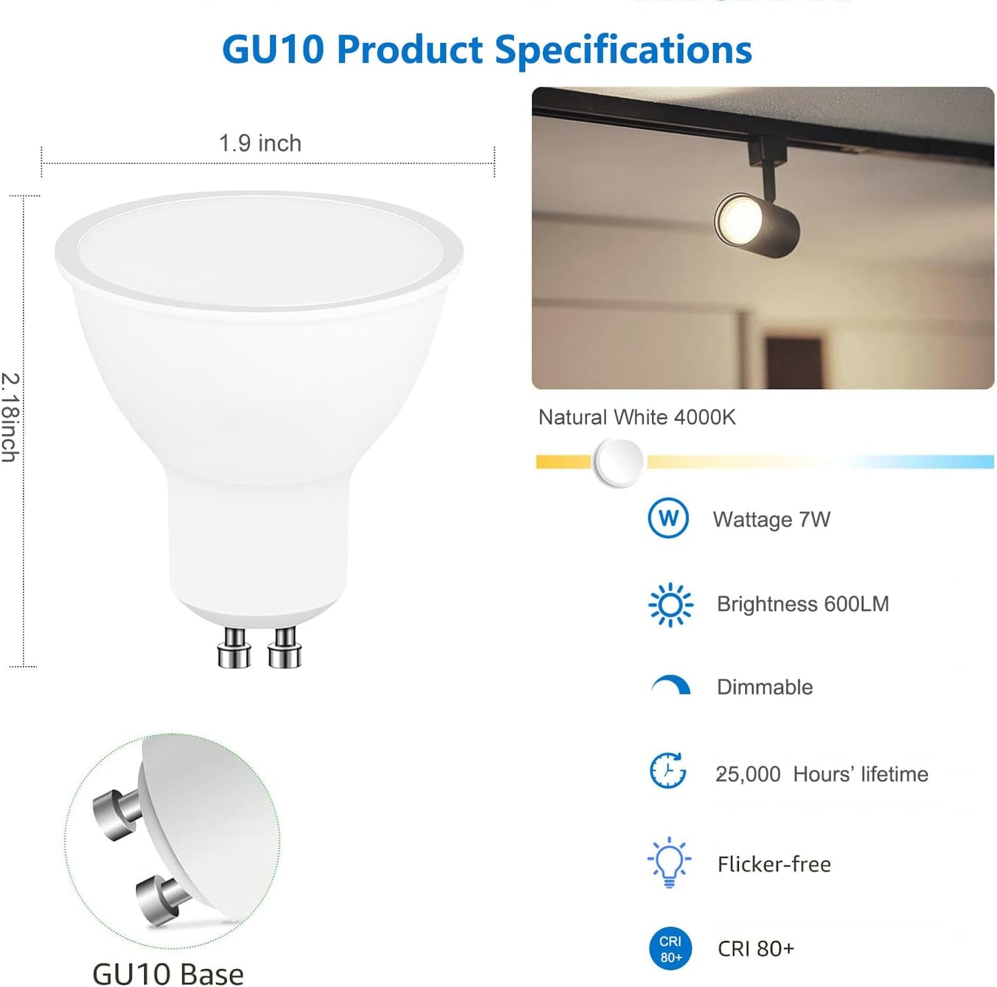 Noger 4000K Natural White Dimmable LED Light Bulbs, 10 Pack, 60W Equivalent DEMO