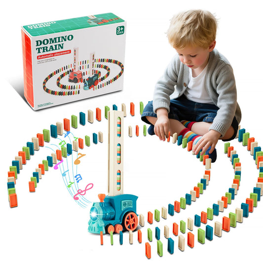  Domino Train Set Building Creative Game Cyan Size 8.5 cm x 26 20 DEMO