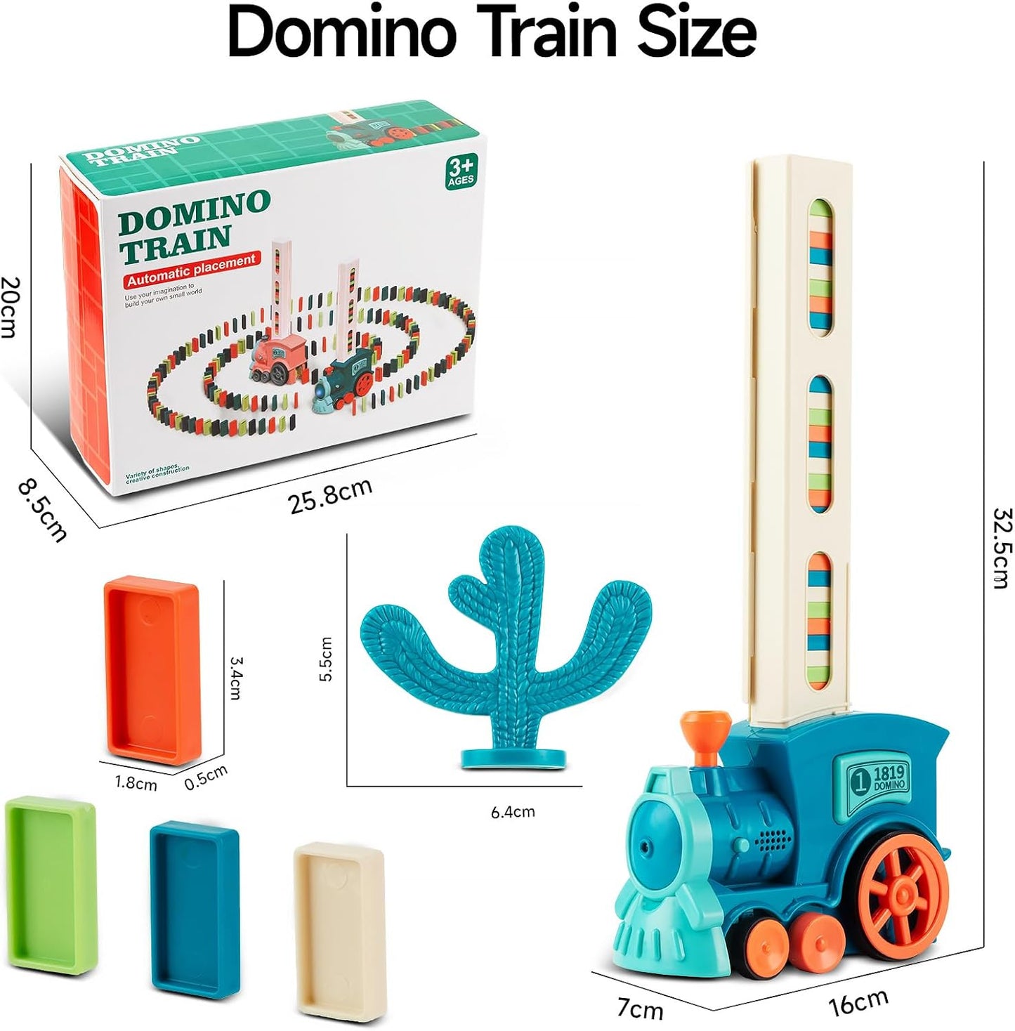 Domino Train Set Building Creative Game Cyan Size 8.5 cm x 26 20 DEMO