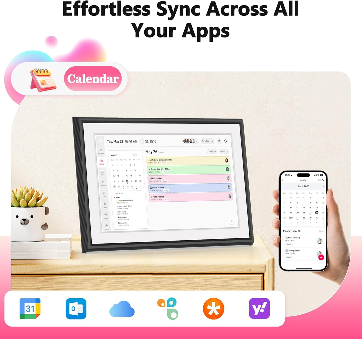 BIGASUO 10.1 Inch Digital Calendar Full HD Touchscreen Smart Planner Wall DEMO