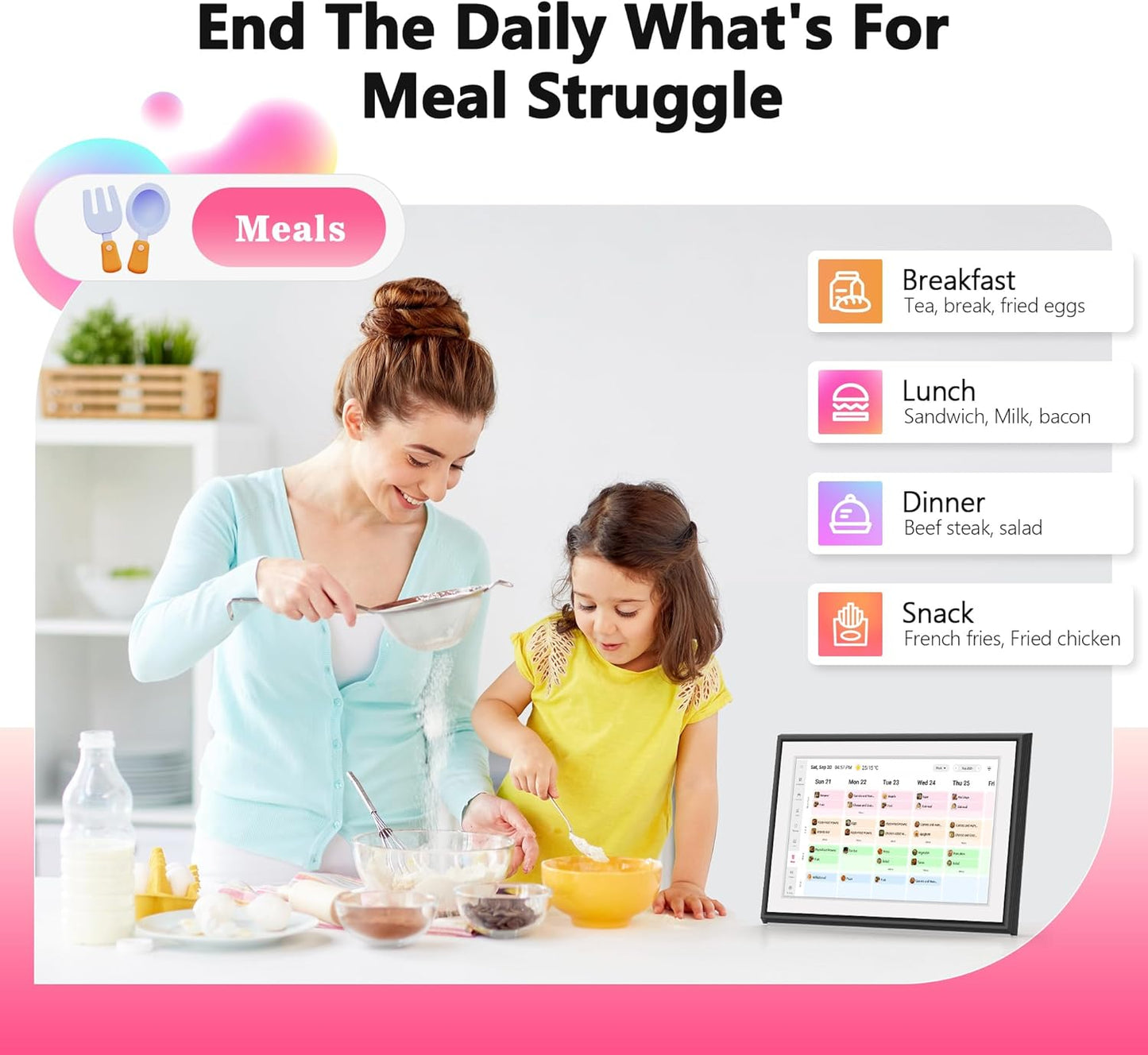 BIGASUO 10.1 Inch Digital Calendar Full HD Touchscreen Smart Planner Wall DEMO