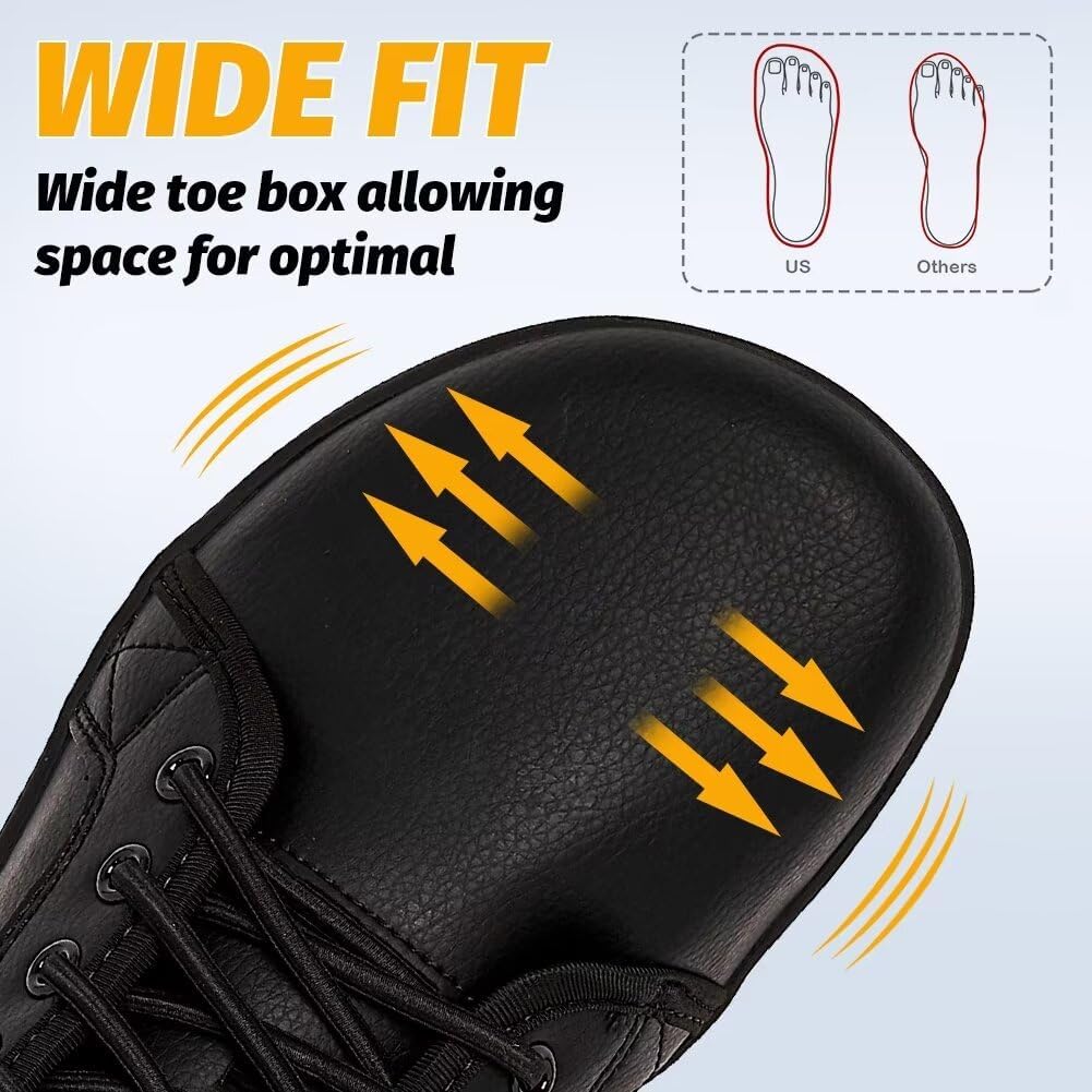 HOBIBEAR Slip On Wide Barefoot Sneakers Zero Drop Minimalist Black Sz 39 EUR NEW