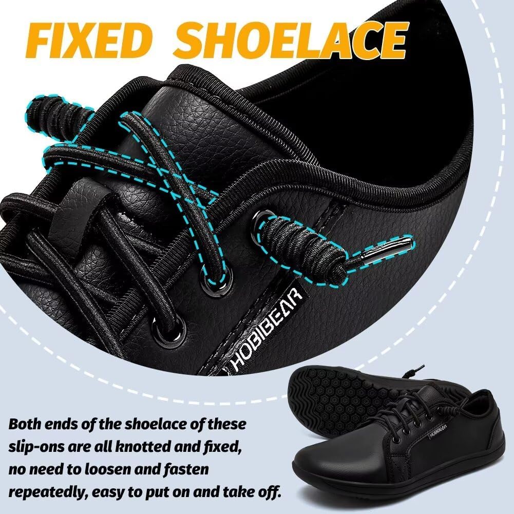 HOBIBEAR Slip On Wide Barefoot Sneakers Zero Drop Minimalist Black Sz 39 EUR NEW