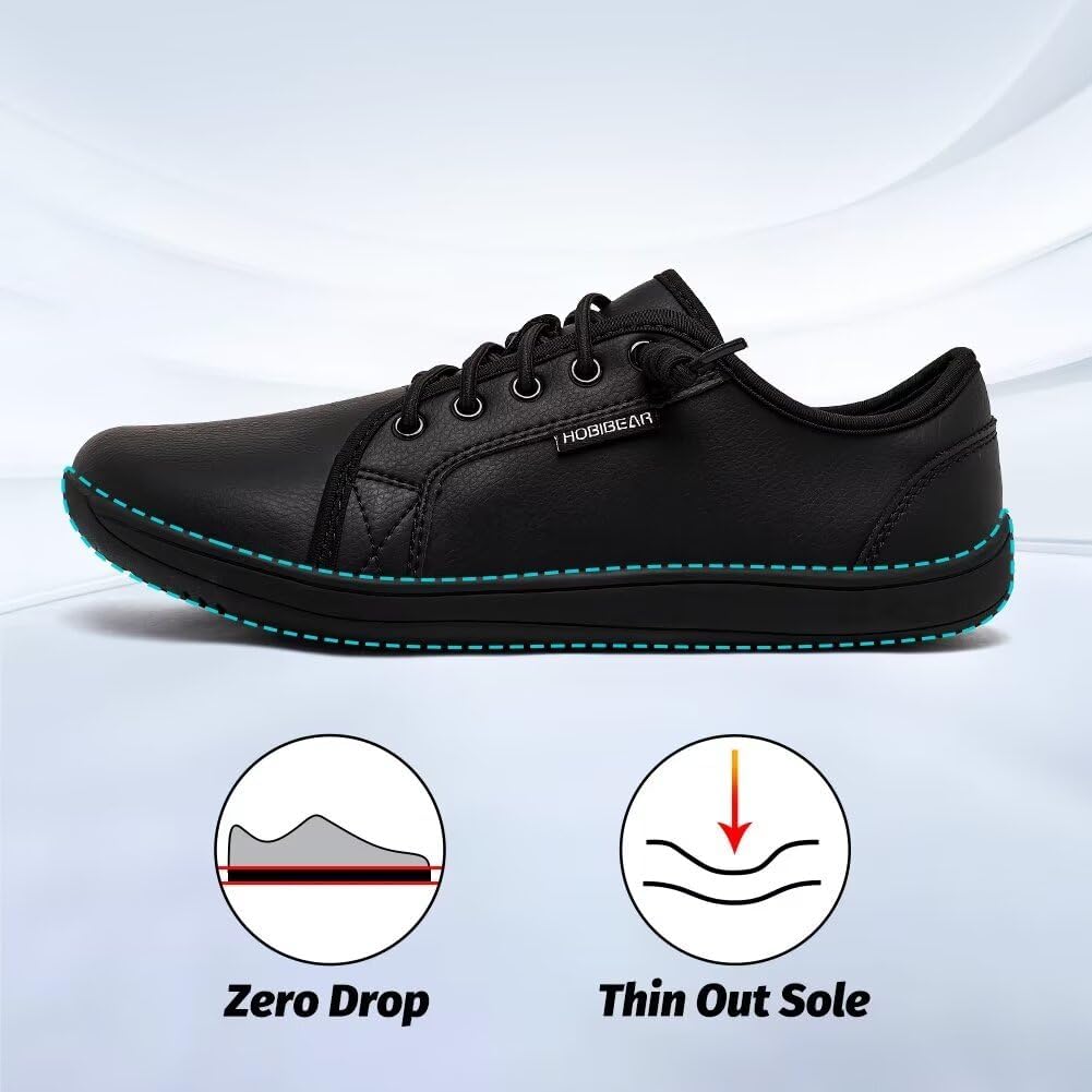 HOBIBEAR Slip On Wide Barefoot Sneakers Zero Drop Minimalist Black Sz 39 EUR NEW