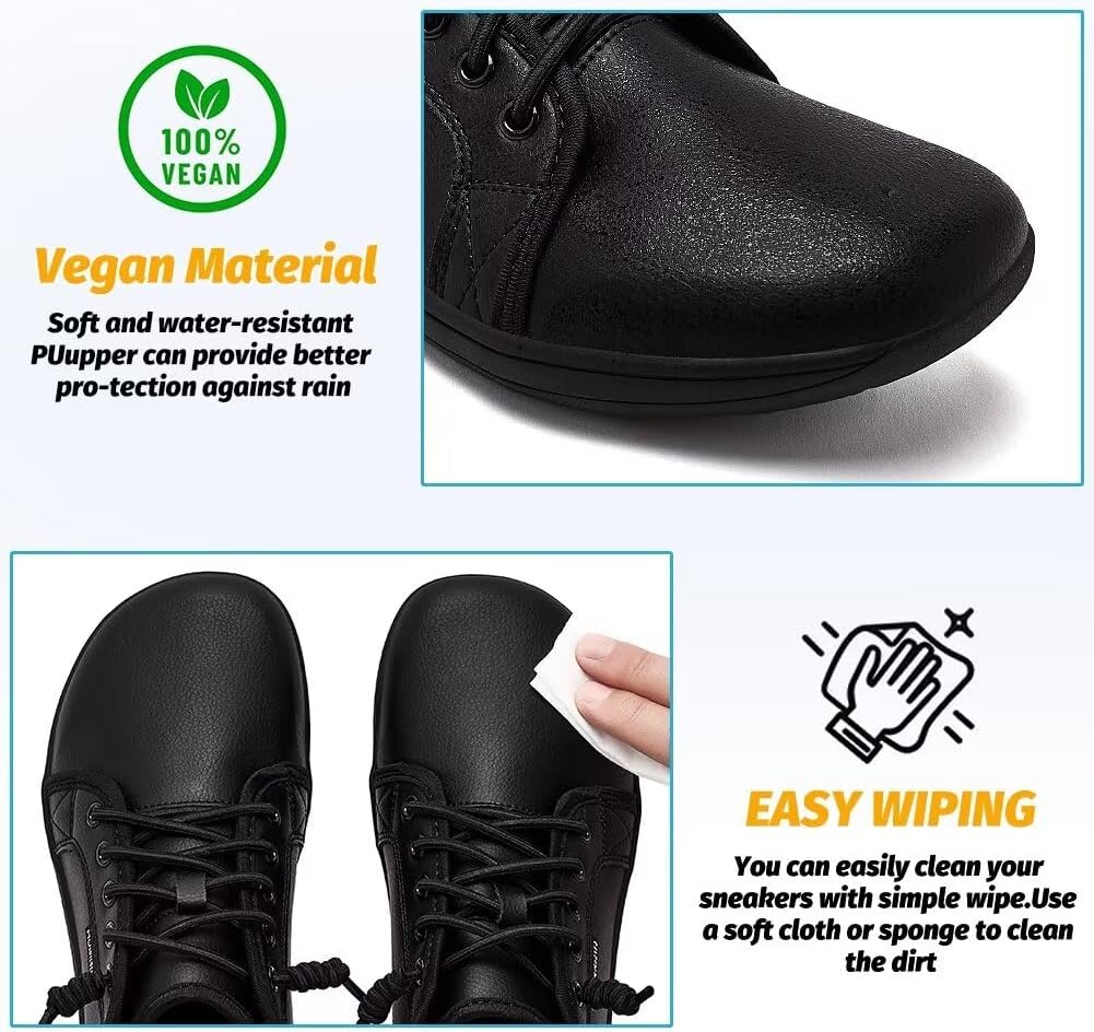 HOBIBEAR Slip On Wide Barefoot Sneakers Zero Drop Minimalist Black Sz 39 EUR NEW