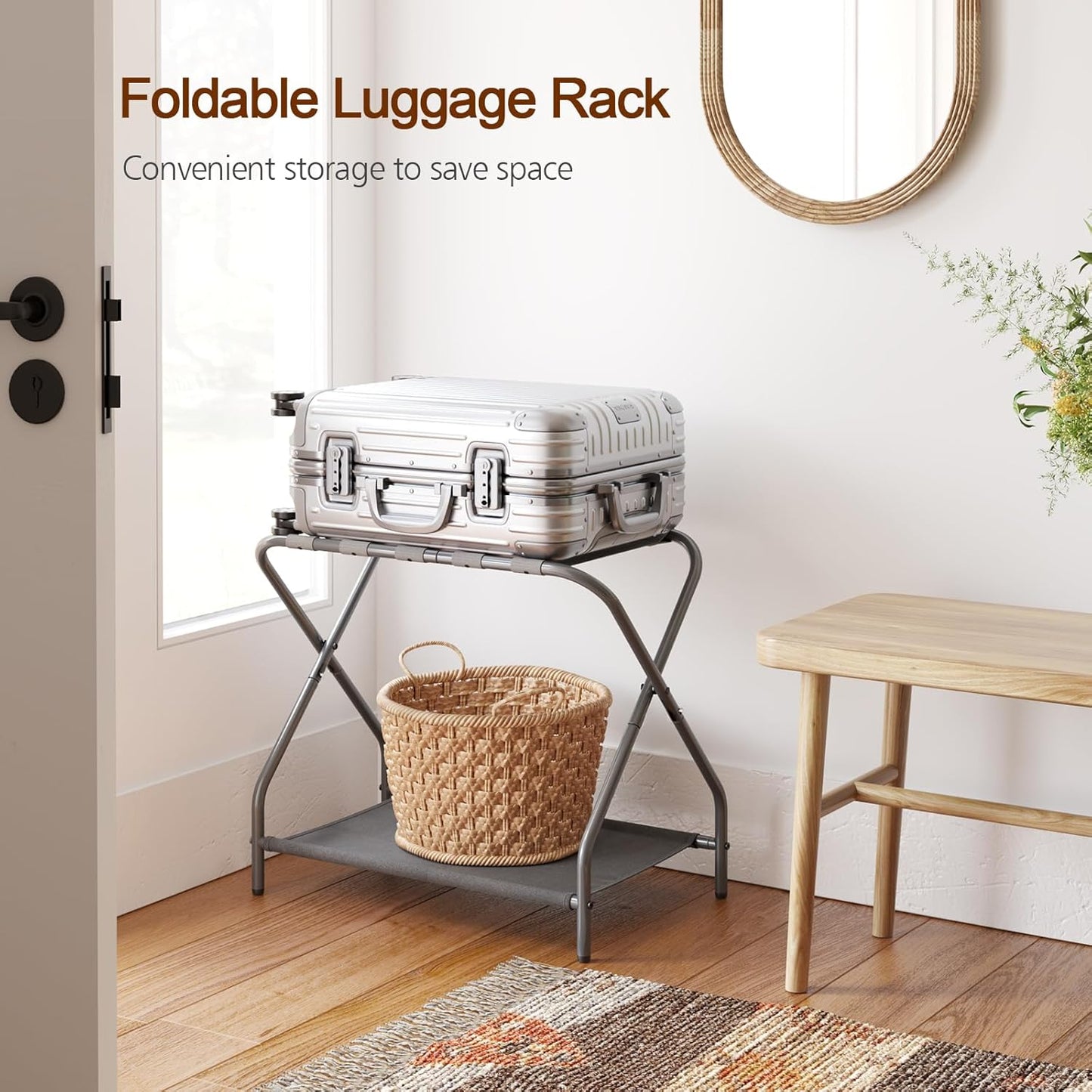 AMHANCIBLE Foldable Valet & Suit Stands Grey Suitcase Stands Set of 2 Valet NEW