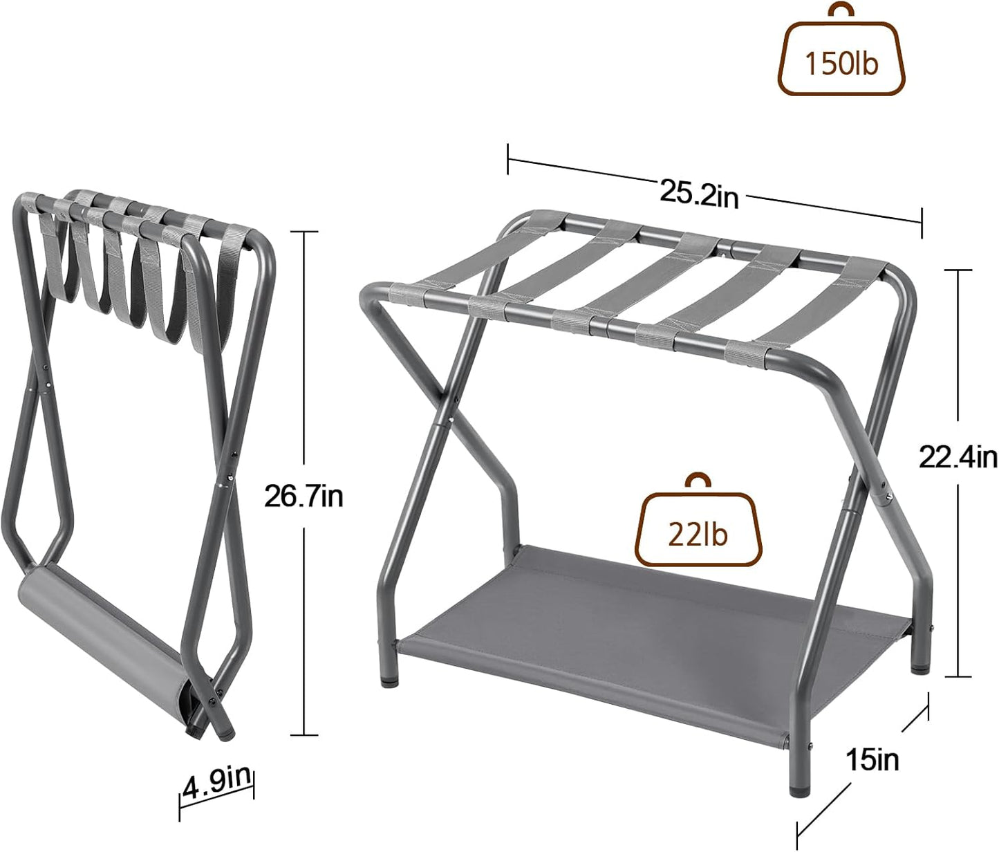 AMHANCIBLE Foldable Valet & Suit Stands Grey Suitcase Stands Set of 2 Valet NEW