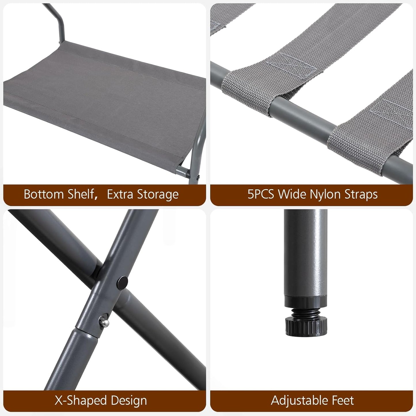 AMHANCIBLE Foldable Valet & Suit Stands Grey Suitcase Stands Set of 2 Valet NEW