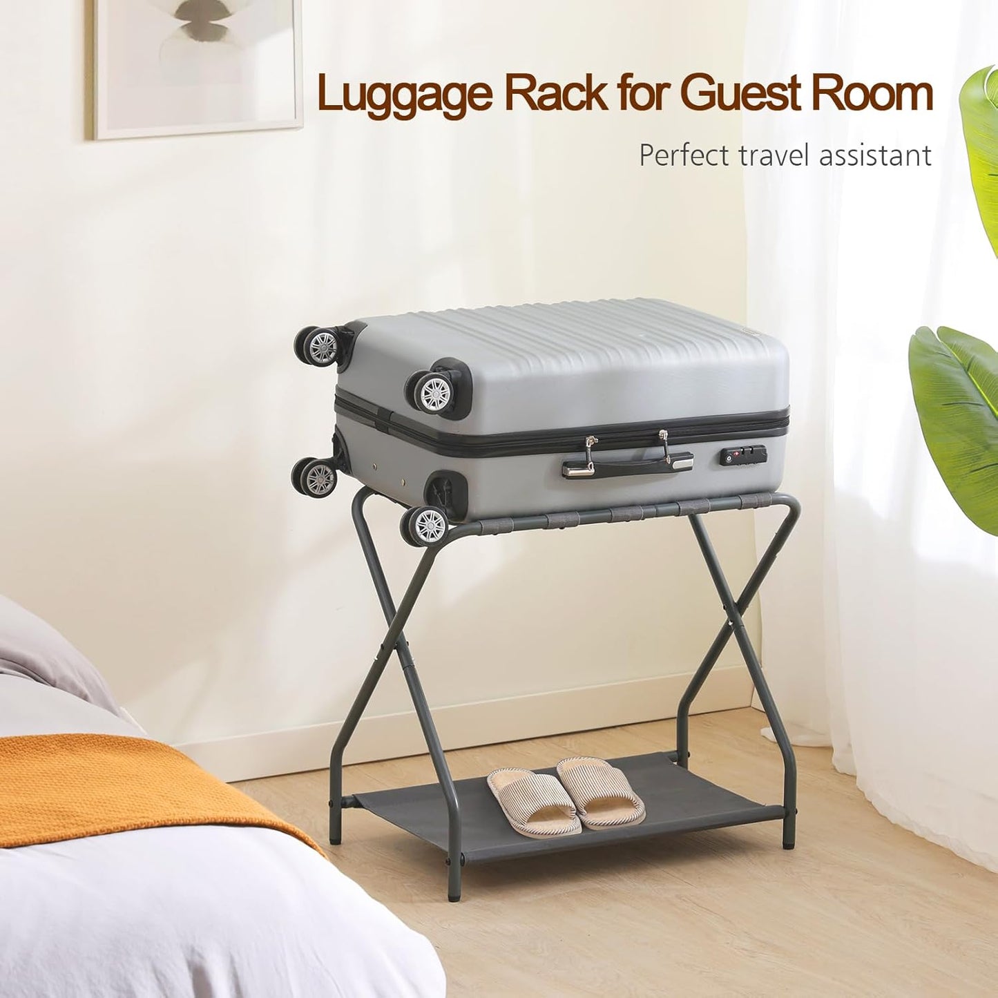 AMHANCIBLE Foldable Valet & Suit Stands Grey Suitcase Stands Set of 2 Valet NEW