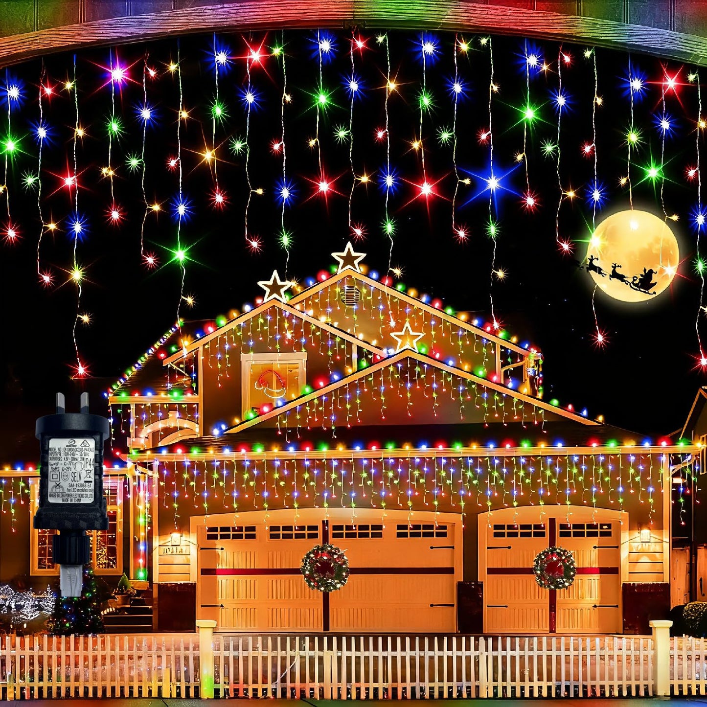 TRWYMZ Multicolor Indoor-Outdoor Icicle Lights Outdoor Version 75 Bulbs NEW