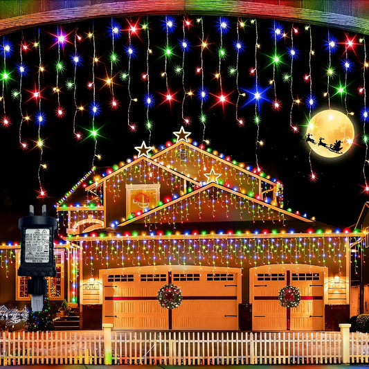 TRWYMZ Multicolor Indoor-Outdoor Icicle Lights Outdoor Version 75 Bulbs NEW