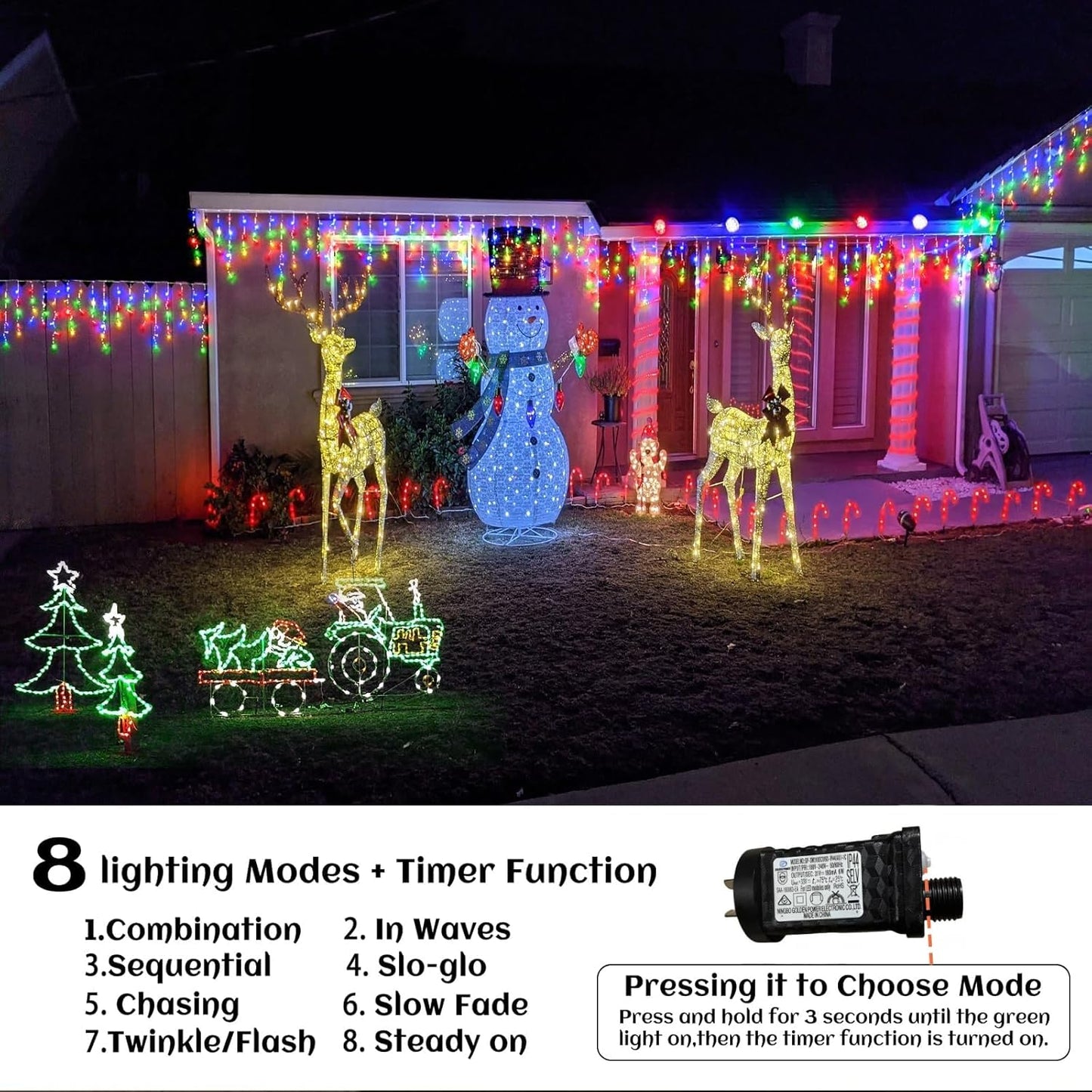 TRWYMZ Multicolor Indoor-Outdoor Icicle Lights Outdoor Version 75 Bulbs NEW