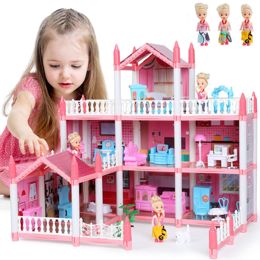 Skirfy Dollhouse Dollhouses with Colorful Light Pretend Play Toddler Doll NEW