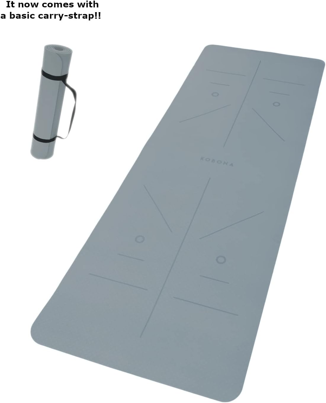KOBONA Eco Mats Friendly TPE Yoga Mat with Strap Large Wide 8mm Extra Thick NEW